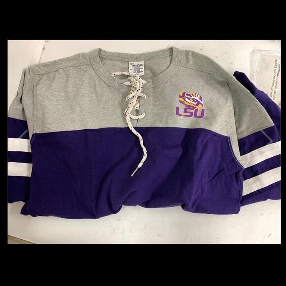 NWT Womens LSU Team Shirt with Draw String Collar   - Picture 3 of 15